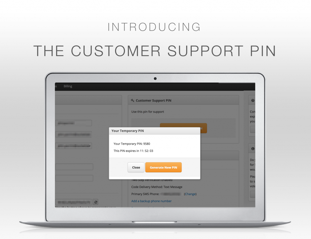 Customer Support PIN