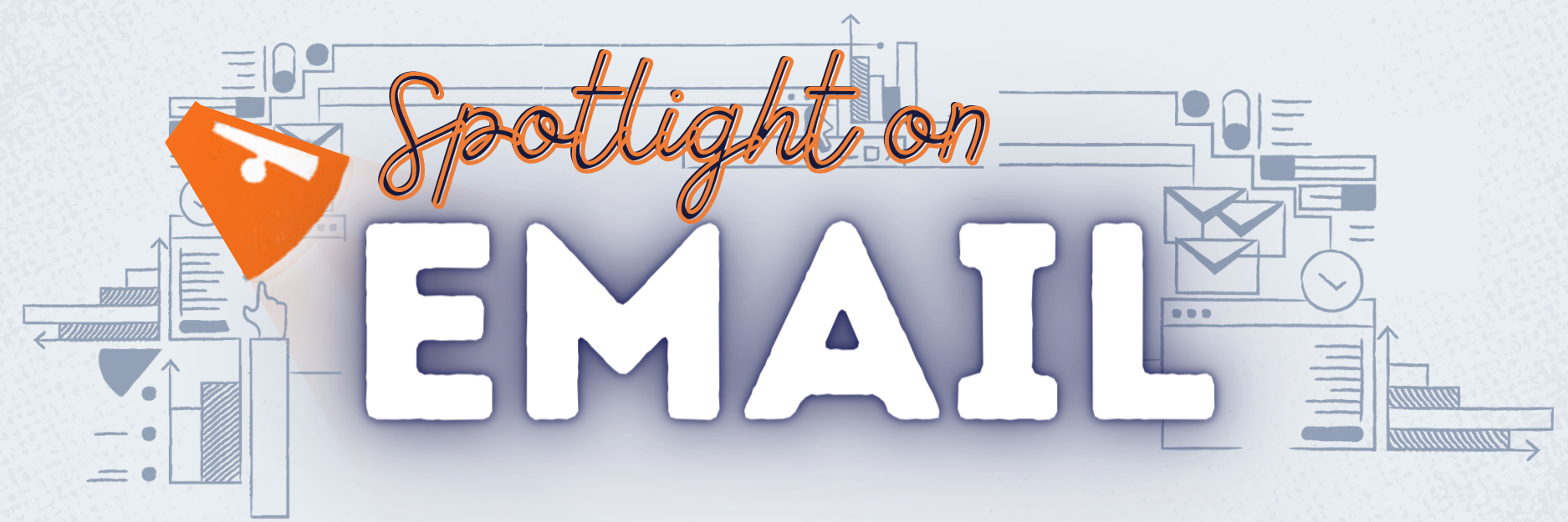 A spotlight shines on the word Email